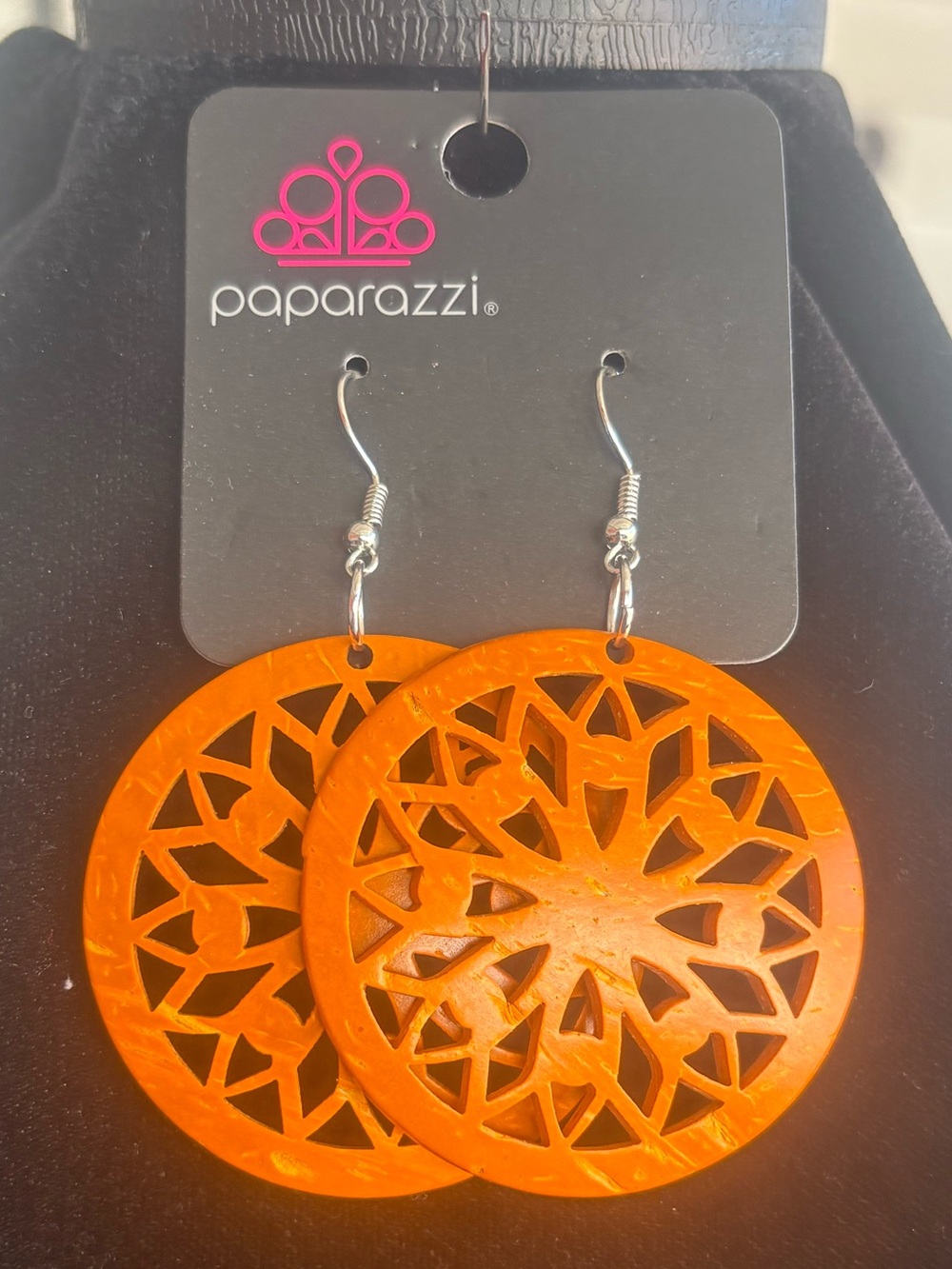 paparazzi Bright Orange Filigree Round Dangle Earrings